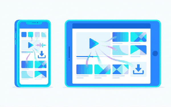 Phone and tablet installing an Smartiflixtv player app to stream content