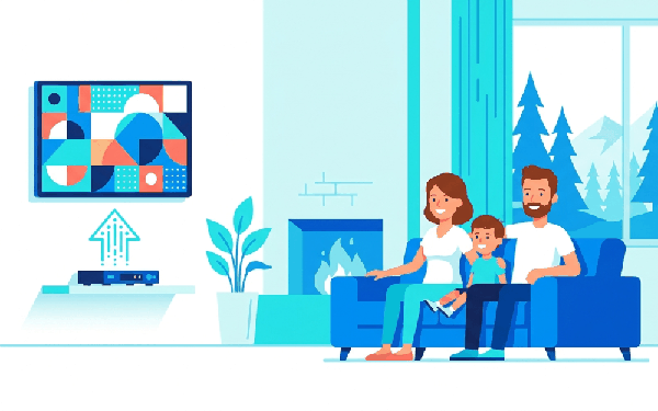 Canadian family watching a smart TV after switching to Smartiflixtv streaming