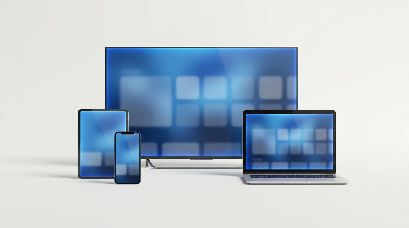 TV, laptop, tablet and phone all running the same Smartiflixtv service during a free trial